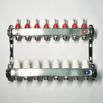 Колл.группа 1 х 8 вых 3/4 с расходомерами и термостатическими вентилями без конц, нерж. сталь
