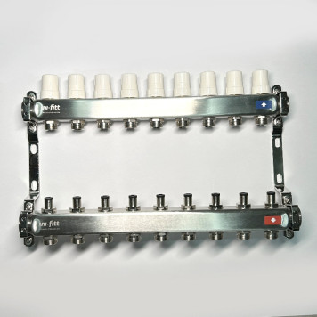 Колл.группа 1 х 9 вых 3/4 с балансировочными и термостатическими вентилями без конц, нерж. cталь