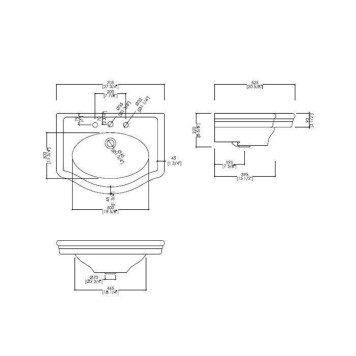 DevonDevon New Etoile Раковина 70х53 см, 3 отв., на пьедестале, цвет: белый. IBLG3FNET, IBCOLNET-3