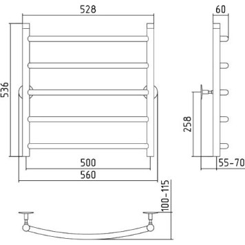Стилье Универсал-50 Полотенцесушитель водяной для ГВС 56x53,6h см, цвет: без покрытия 00650-6050-1