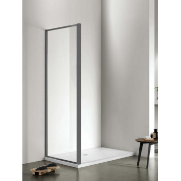 AQ ARI WA 10020GM Неподвижная душевая стенка 1000x2000, для комбинации с дверью, профиль оружейная сталь, стекло прозрачное AQ ARI WA 10020GM
