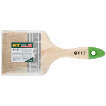 Кисть флейцевая Микс, смешанная натуральная и искусственная щетина, деревянная ручка 4 (100 мм)-2