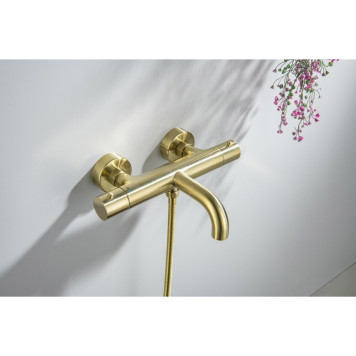 AQ1343BG ЕВРОПА термостатический смеситель для ванны, шлиф. золото AQ1343BG-2