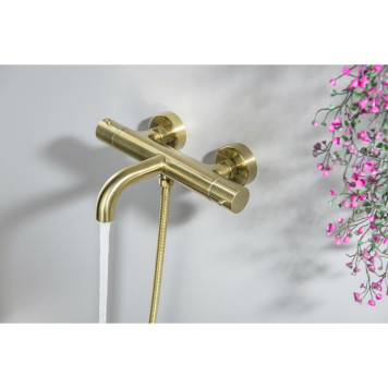 AQ1343BG ЕВРОПА термостатический смеситель для ванны, шлиф. золото AQ1343BG-3