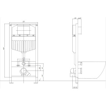INS-0000023 Aquatek Duos 50 Монтаж рама для подв унитаза 1130530100+звукоизоляционная прокладка INS-0000023-2