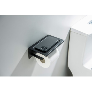 AQ4309MB ЛИБРА бумагодержатель с полкой, матовый черный AQ4309MB-1