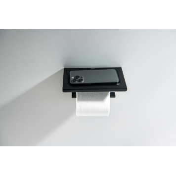 AQ4309MB ЛИБРА бумагодержатель с полкой, матовый черный AQ4309MB-3