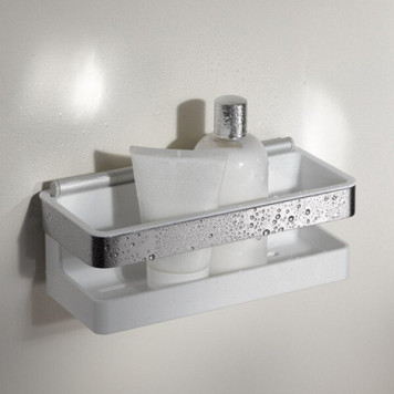 12759010000 COLLECTION MOLL Корзинка для душа, со встроенным стеклоочистителем, белая, хром 12759010000-2