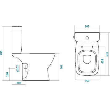1.WH30.2.187 НЕО Унитаз-компакт, дюро, гориз.выпуск, 2 реж., дюропласт 1.WH30.2.187-1