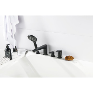 AQ1148MB БЕТТА смеситель на борт ванны на 4 отв., матовый черный AQ1148MB-1