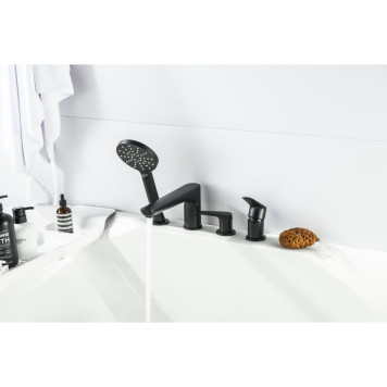 AQ1148MB БЕТТА смеситель на борт ванны на 4 отв., матовый черный AQ1148MB-2