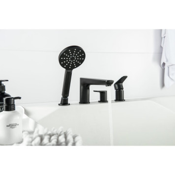 AQ1148MB БЕТТА смеситель на борт ванны на 4 отв., матовый черный AQ1148MB-3