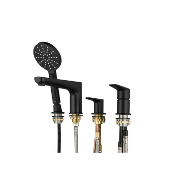 AQ1148MB БЕТТА смеситель на борт ванны на 4 отв., матовый черный AQ1148MB-5