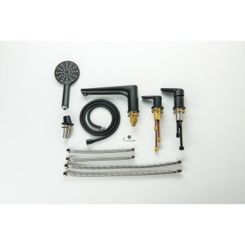 AQ1148MB БЕТТА смеситель на борт ванны на 4 отв., матовый черный AQ1148MB-6