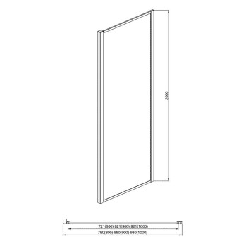 AQ ARI WA 09020GM Неподвижная душевая стенка 900x2000, для комбинации с дверью, профиль оружейная сталь, стекло прозрачное AQ ARI WA 09020GM-1