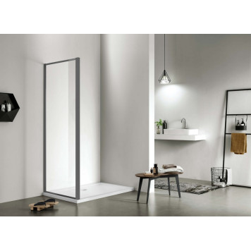 AQ ARI WA 09020GM Неподвижная душевая стенка 900x2000, для комбинации с дверью, профиль оружейная сталь, стекло прозрачное AQ ARI WA 09020GM-2