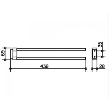 14918010000 PLAN Полотенцедержатель двойной, поворотный 439 мм, хром 14918010000-2
