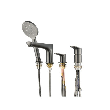 AQ1148BGM БЕТТА смеситель на борт ванны на 4 отв., оружейная сталь (шлиф. черный хром) AQ1148BGM-8