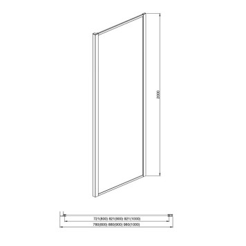 AQ ARI WA 10020GM Неподвижная душевая стенка 1000x2000, для комбинации с дверью, профиль оружейная сталь, стекло прозрачное AQ ARI WA 10020GM-2