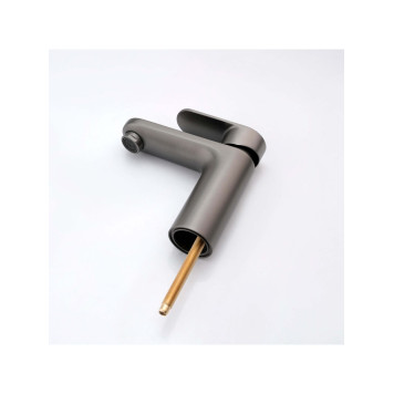 AQ1812BGM НИКА смеситель для раковины 90 без донного клапана с гигиеническим ручным душем, оружейная сталь AQ1812BGM-1