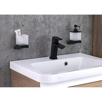 Держатель со стаканом (стекло) TD 210.20 черный X07P557-2