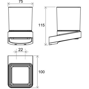 Держатель со стаканом (стекло) TD 210.20 черный X07P557-3