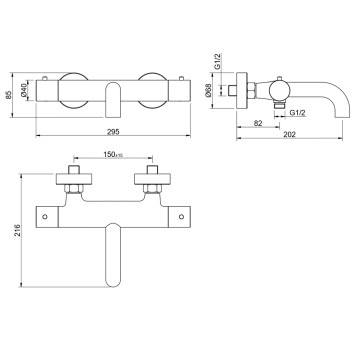 AQ1343BGM ЕВРОПА термостатический смеситель для ванны, оружейная сталь (шлиф. черный хром) AQ1343BGM-2