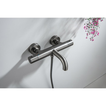 AQ1343BGM ЕВРОПА термостатический смеситель для ванны, оружейная сталь (шлиф. черный хром) AQ1343BGM-3