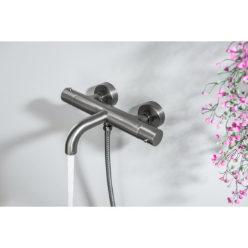 AQ1343BGM ЕВРОПА термостатический смеситель для ванны, оружейная сталь (шлиф. черный хром) AQ1343BGM-4