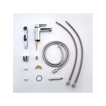 AQ1812CR НИКА смеситель для раковины 90 без донного клапана с гигиеническим ручным душем AQ1812CR-2