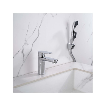 AQ1812CR НИКА смеситель для раковины 90 без донного клапана с гигиеническим ручным душем AQ1812CR-4