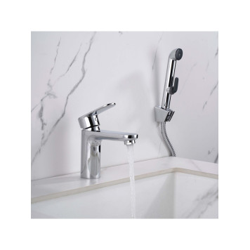 AQ1812CR НИКА смеситель для раковины 90 без донного клапана с гигиеническим ручным душем AQ1812CR-6