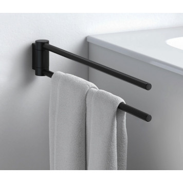14919370000 PLAN Полотенцедержатель двойной, поворотный, 300 мм, чёрный матовый 14919370000-1