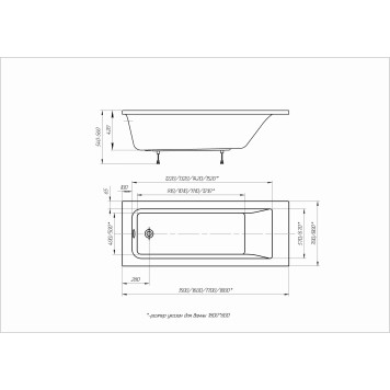 Ванна Калибри прямоугольная 16070см KL160-0000001-4