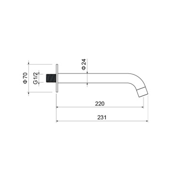 AQ1341BG ЕВРОПА излив для ванны 220 мм, шлиф. золото AQ1341BG-2