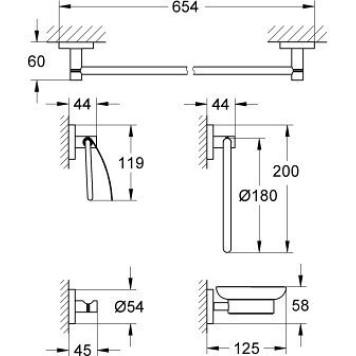 40344001 Essentials Набор аксес.(5 предметов), хром 40344001-1