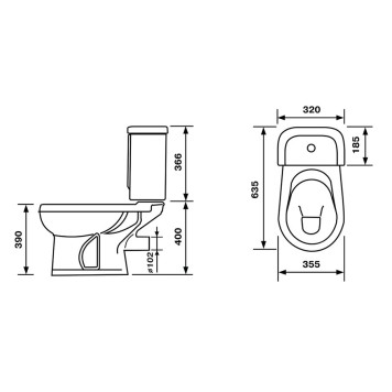 40355110402 Унитаз-компактИридаСтандарт/ синий, нижний подвод воды, горизонтальный выпуск (старый арт. 40355130402) 40355110402-3