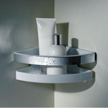 12757010000 COLLECTION MOLL Угловая корзинка для душа, белая, хром 12757010000-1