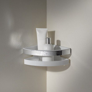 12757010000 COLLECTION MOLL Угловая корзинка для душа, белая, хром 12757010000-2