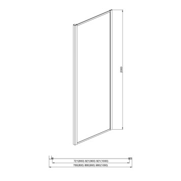 AQ ARI WA 09020CH Неподвижная душевая стенка 900x2000, для комбинации с дверью, профиль хром, стекло прозрачное (AQ NAA 6310-90) AQ ARI WA 09020CH-1