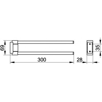 14919370000 PLAN Полотенцедержатель двойной, поворотный, 300 мм, чёрный матовый 14919370000-2