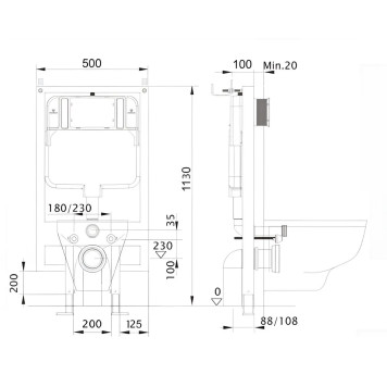 INS-0000020 Aquatek Монтаж рама для подв унитаза1130500100+звукоизоляционная прокладка INS-0000020-1