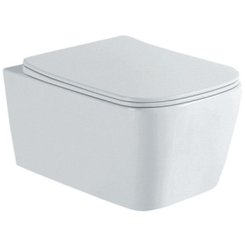 AQ1148N-00 ЛИБРА New Унитаз-компакт подвесной безободковый 495350260мм, тонкое сиденье с механизмом плавного закрывания, крепеж AQ1148N-00
