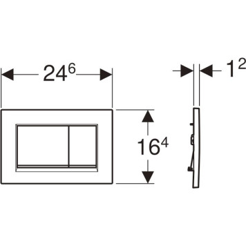 115.883.14.1 клавиша двойного смыва Sigma 30 NEW к 111.300/350/361/362/380/390/796 не оставляет отпечатков пальцев, черный мат/хром глянц/черный мат 115.883.14.1-1
