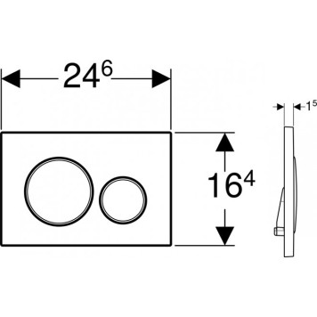 115.882.JQ.1 Клавиша смыва Sigma 20 NEW двойной смыв к 111.300/350/361/362/380/390/796 не оставляет отпечатков пальцев, хром мат/хром глянц/хром мат 115.882.JQ.1-1