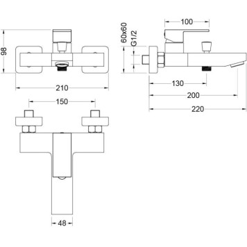AQ1640CR ЛИБРА смеситель для ванны AQ1640CR-1