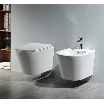 AQ1905-00 ВЕГА Унитаз подвесной безободковый 525360320мм, тонкое сиденье с механизмом плавного закрывания, крепеж AQ1905-00-8