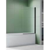 AQ.BS.080.2BL Шторка на ванну, одноэлементная, поворотная 800X1500 профиль черный, стекло прозрачное рифленое 6мм AQ.BS.080.2BL