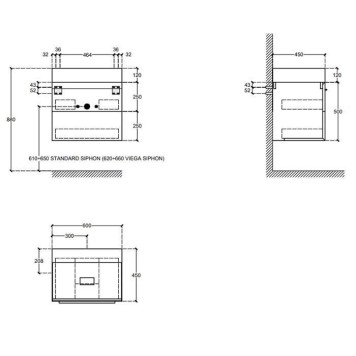 Falper 7.0 Тумба подвесная 60х45х50см, с раковиной Ceramilux, c 1 отв., цвет: белый. V2A-3