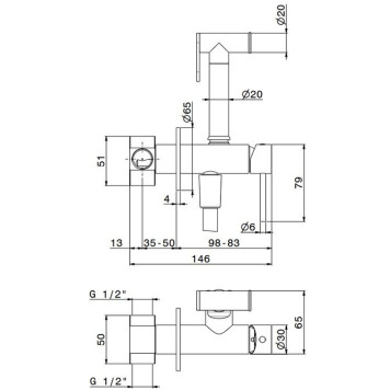 Newform Idroscopini Смеситель с гигиеническим душем, держатель, шланг 120см., цвет: хром. 886E.21.018-1